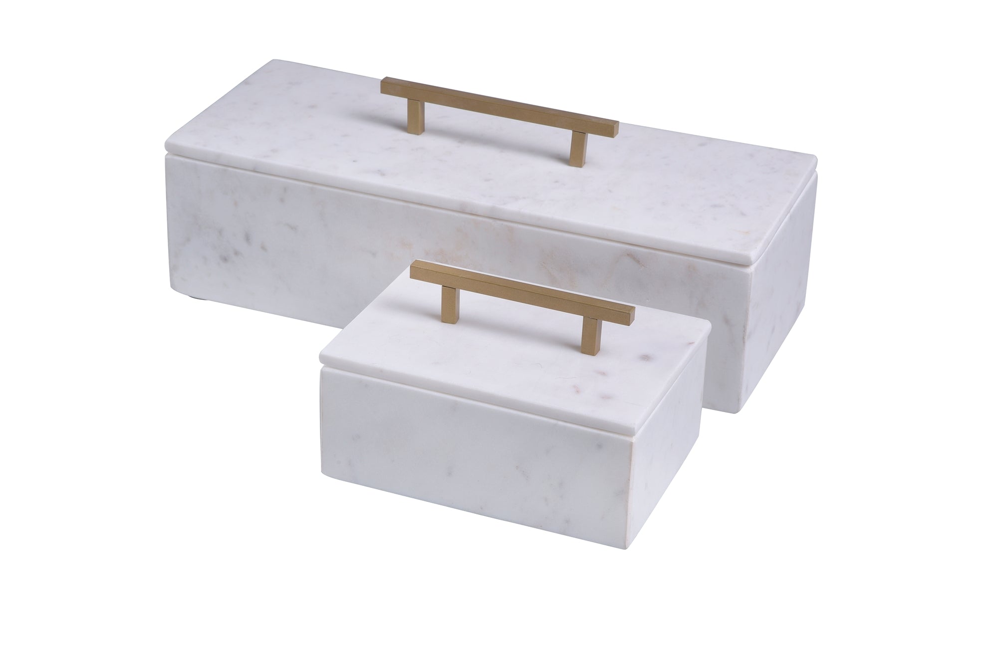 Marble Box With Lid & Gold Handle